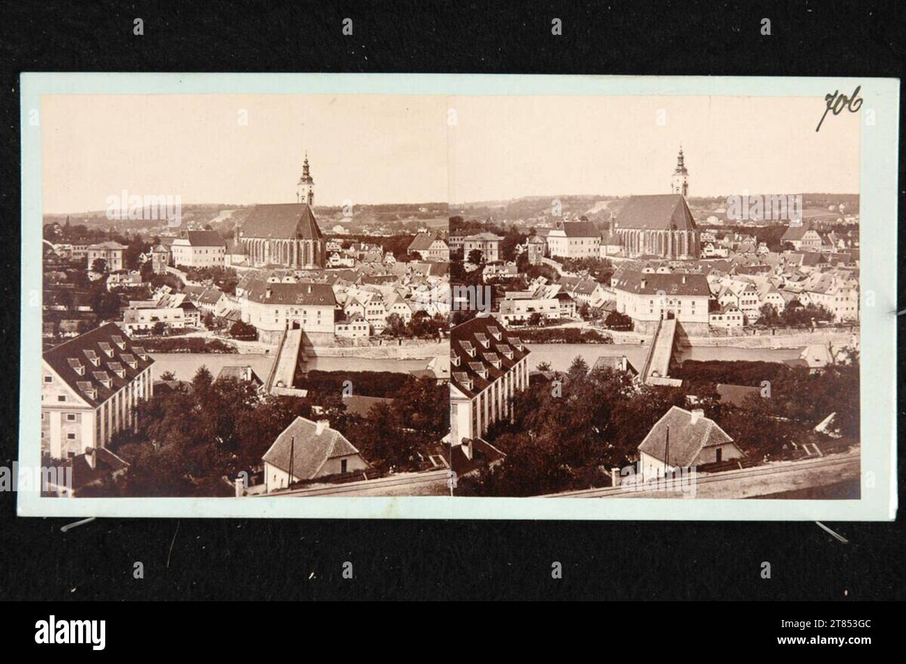 Johann Baptist reiner Stadt Steyr, Ostseite, Bild 1, Oberösterreich. Albuminpapier, auf der Box / Stereoformat 1862-1880 , 1862/1880 Stockfoto