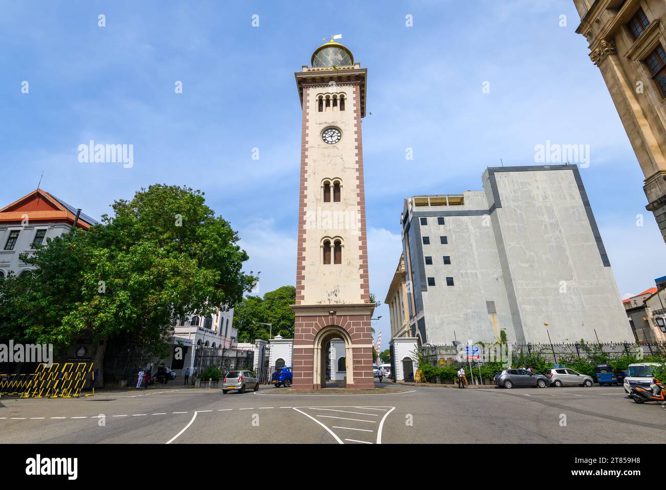 Old Colombo Lighthouse, auch bekannt als Colombo Fort Clock Tower in Colombo, Sri Lanka. Clocktower in Colombo. Stockfoto
