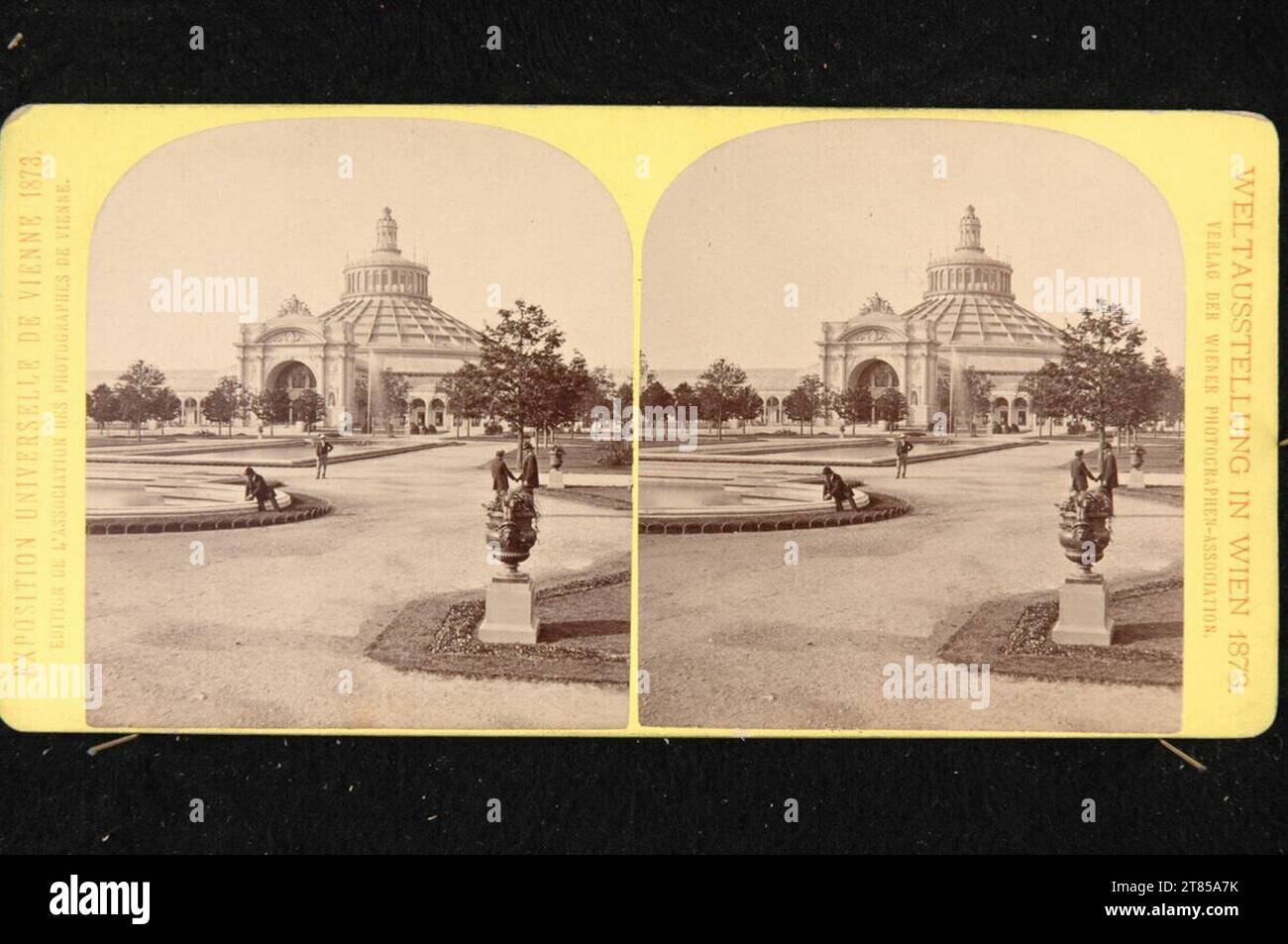 Wiener Photographen-Verein Weltausstellung in Wien 1873: Die Rotunde. Albuminpapier, auf der Box / Stereoformat 1873 , 1873 Stockfoto