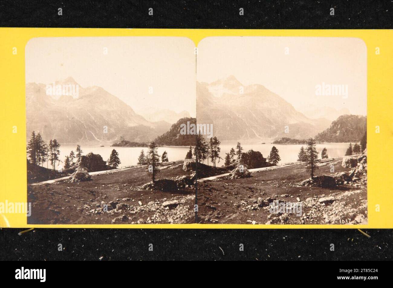 Jacques Joseph Athanase Clouzard Piz Margna und der Silser See. Albuminpapier, auf der Box / Stereoformat um 1865 Stockfoto