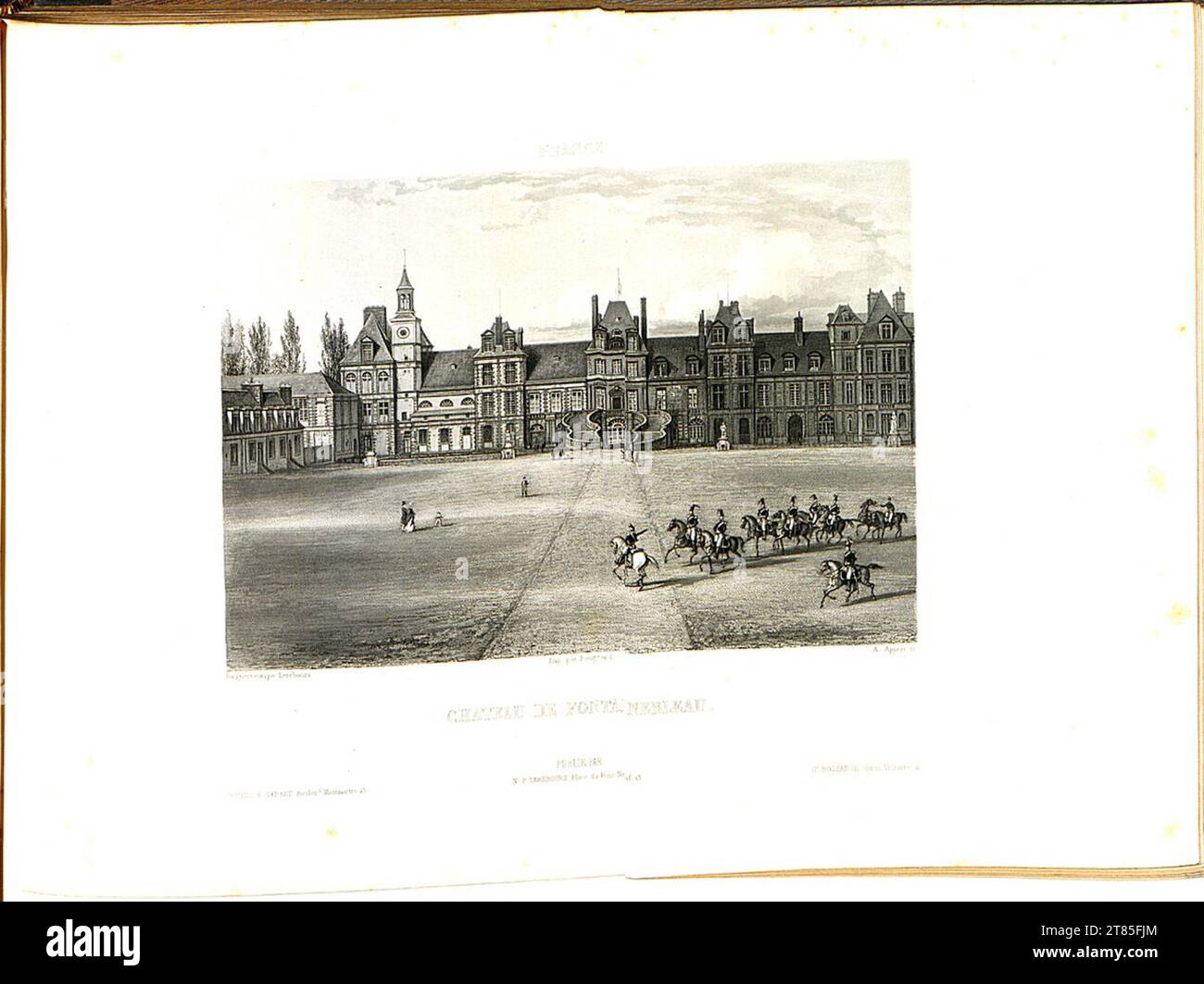 Noël-Marie Paymal Lerebours Schloss Fontainebleau. Aquatinta, auf der Box 1842, 1842 Stockfoto