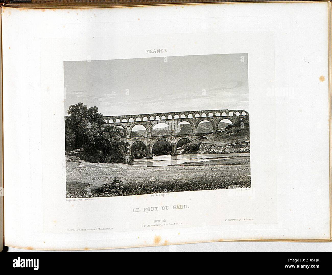 Noël-Marie Paymal Lerebours Gard's Bridge. Aquatinta, auf der Box 1842, 1842 Stockfoto