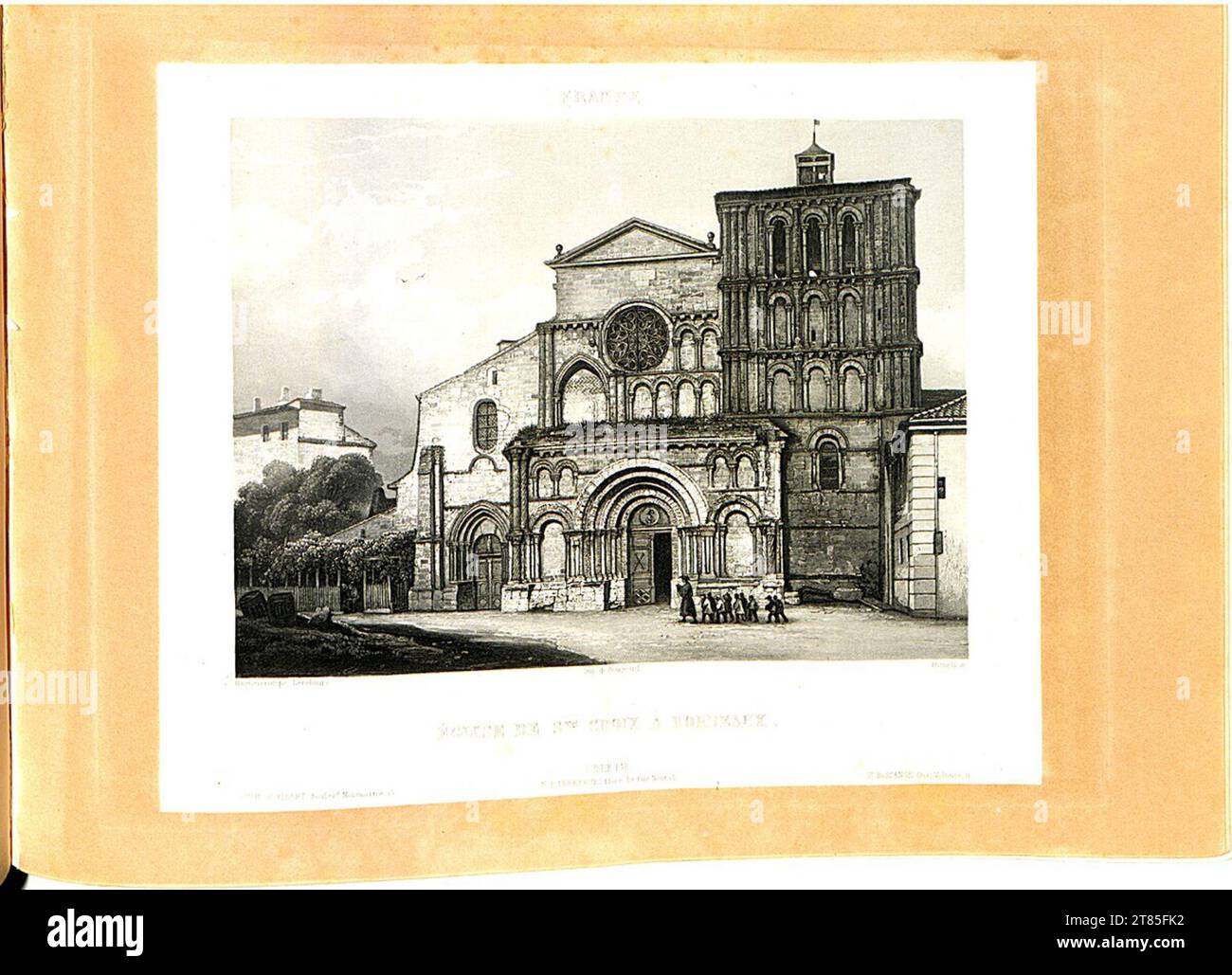 Noël-Marie Paymal Lerebours Kirche Sainte Croix in Bordeaux. Aquatinta, auf der Box 1842, 1842 Stockfoto