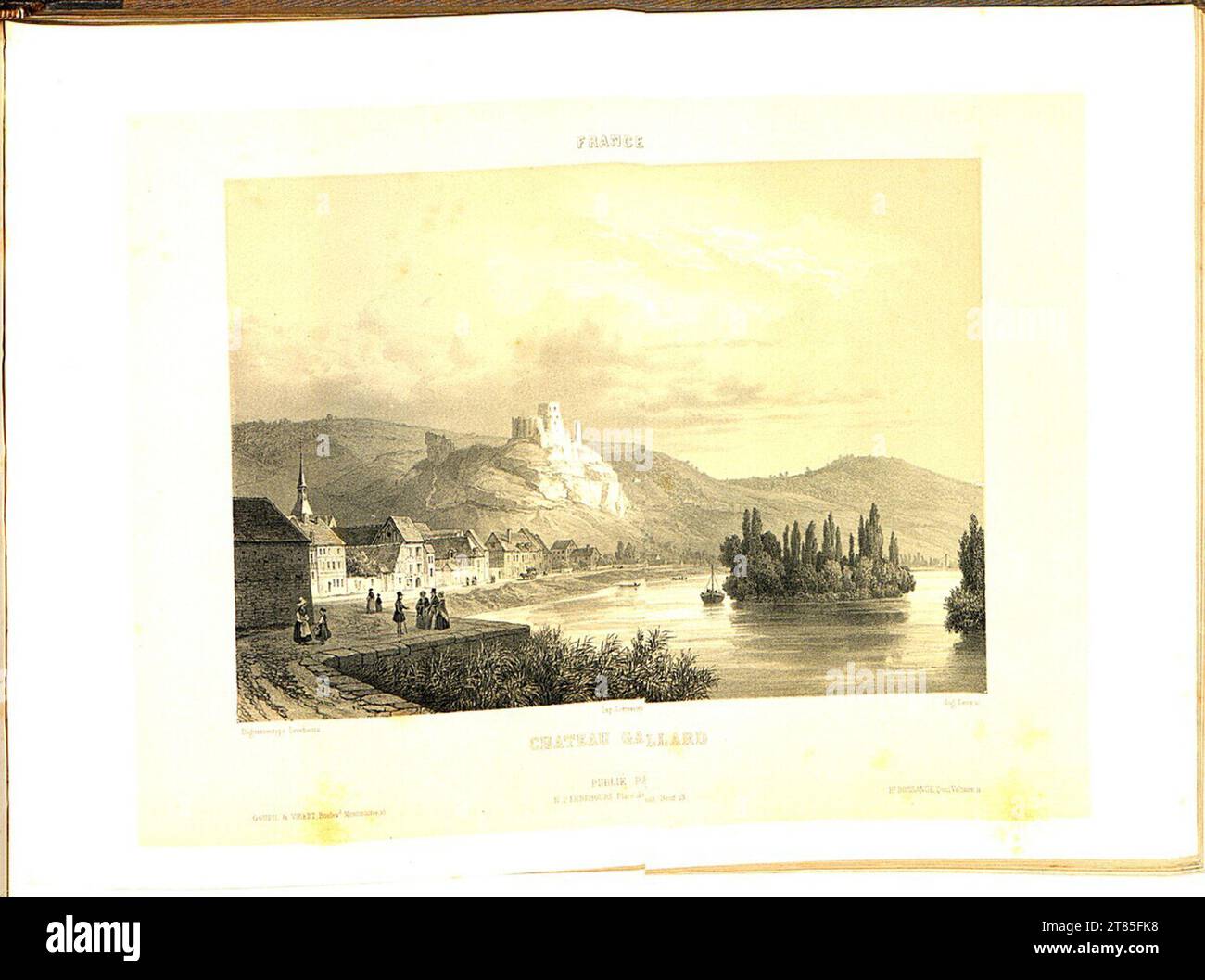 Noël-Marie Paymal Lerebours Schloss Gaillard. Lithographie, auf der Box 1842, 1842 Stockfoto