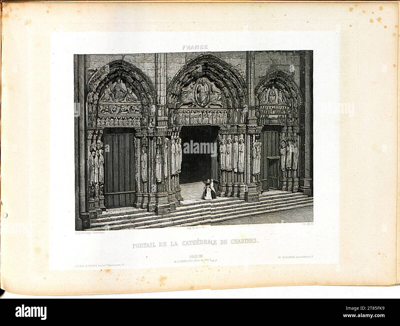 Portal der Kathedrale von Noël-Marie Paymal Lerebours Chartres. Aquatinta, auf der Box 1842, 1842 Stockfoto