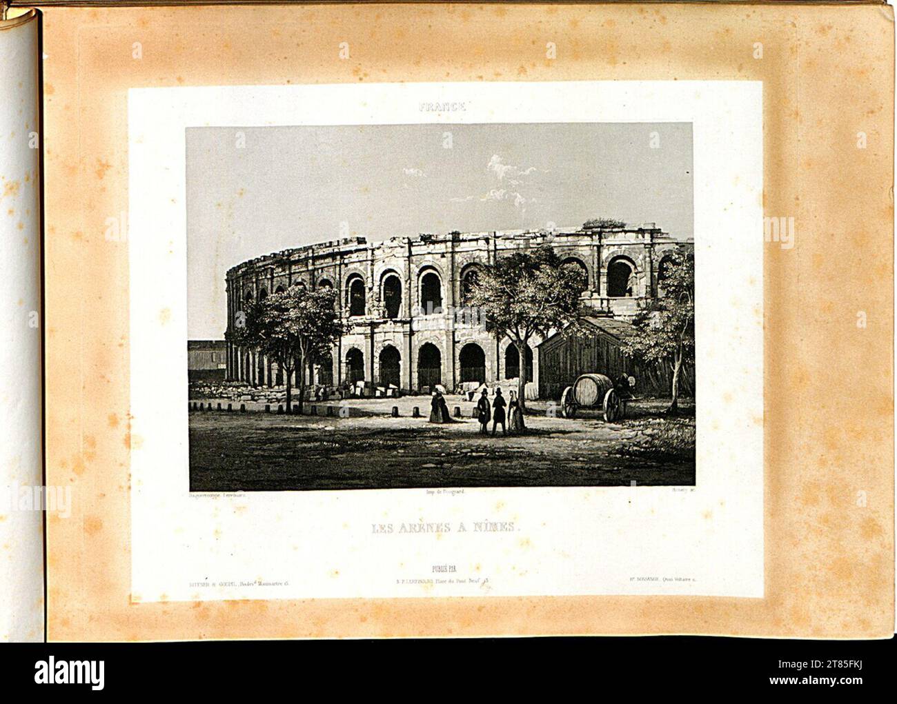 Noël-Marie Paymal Lerebours die Arenen in Nîmes. Aquatinta, auf der Box 1842, 1842 Stockfoto