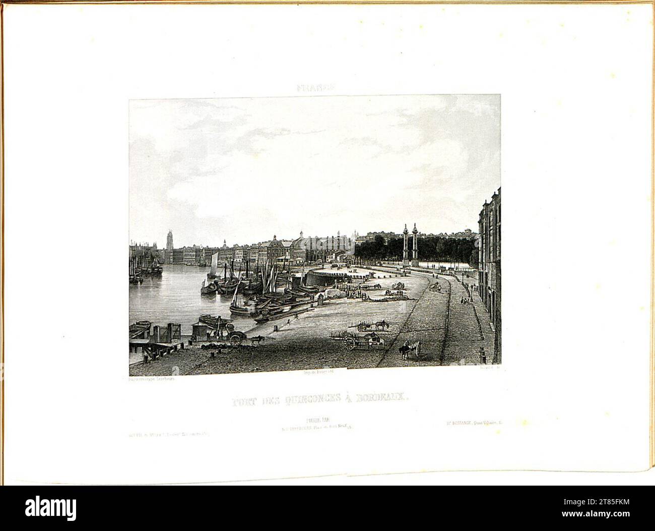 Noël-Marie Paymal Lerebours Hafen von quinconces in Bordeaux. Aquatinta, auf der Box 1842, 1842 Stockfoto
