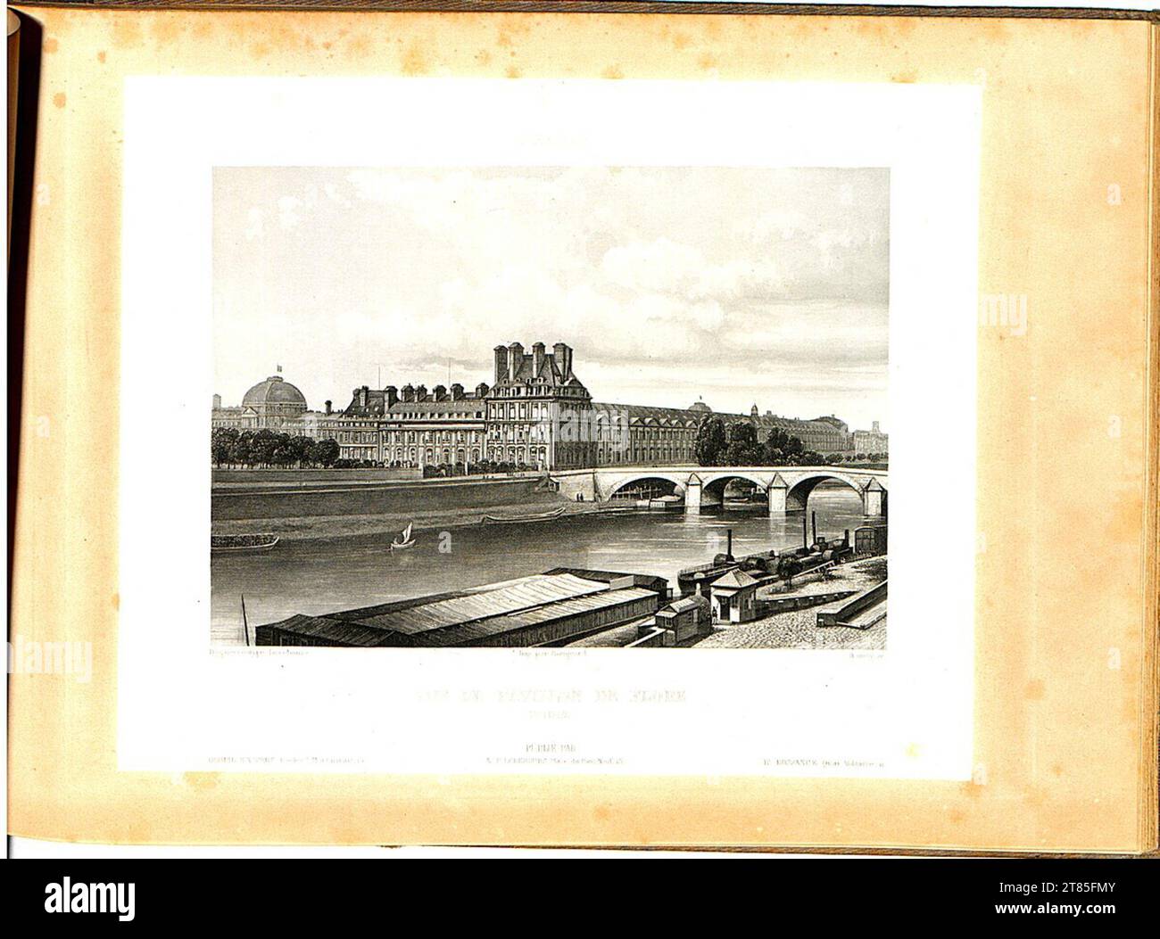 Noël-Marie Paymal Lerebours Blick auf den Flore Pavillon (Tuilerien). Aquatinta, auf der Box 1842, 1842 Stockfoto