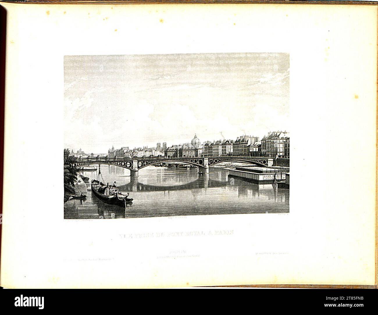 Noël-Marie Paymal Lerebours Blick auf die Königliche Brücke in Paris. Aquatinta, auf der Box 1842, 1842 Stockfoto