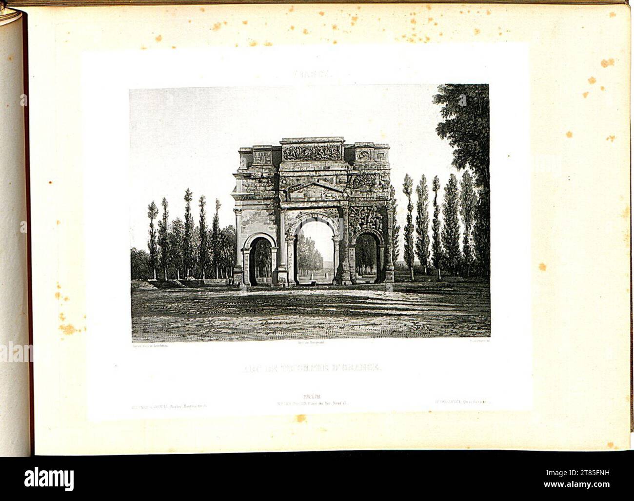 Noël-Marie Paymal Lerebours Arc de Triomphe d'Orange. Aquatinta, auf der Box 1842, 1842 Stockfoto