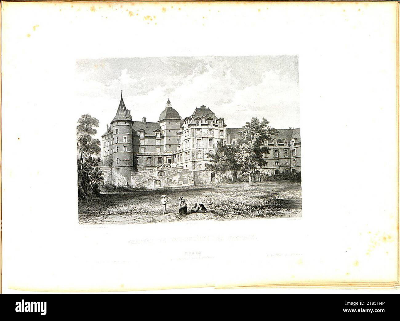 Noël-Marie Paymal Lerebours Chateau de Lesdiguières bei Grenoble. Aquatinta, auf der Box 1842, 1842 Stockfoto