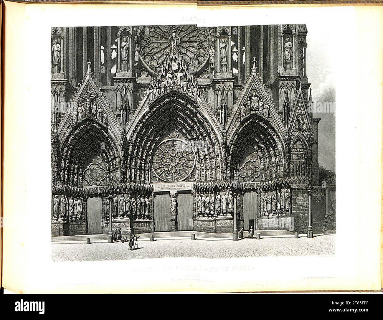 Noël-Marie Paymal Lerebours Notre Dame de Reims Portal. Aquatinta, auf der Box 1842, 1842 Stockfoto