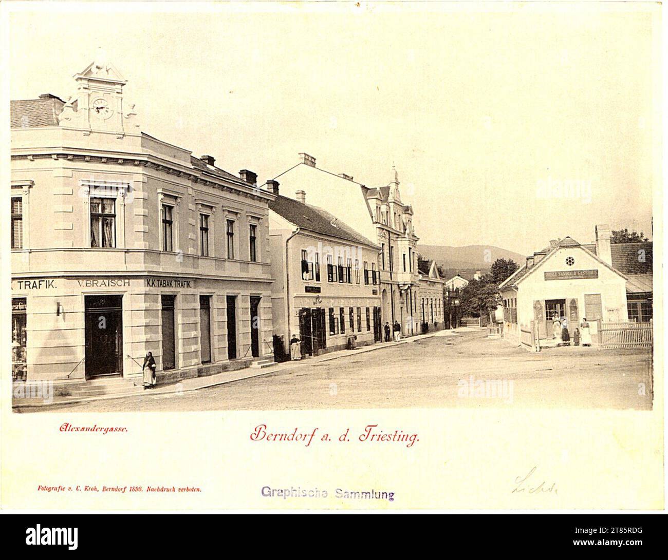 Carl-Kroh-Straße in Berndorf in Niederösterreich. Technischer Kollotyp 1898 , 1898 Stockfoto