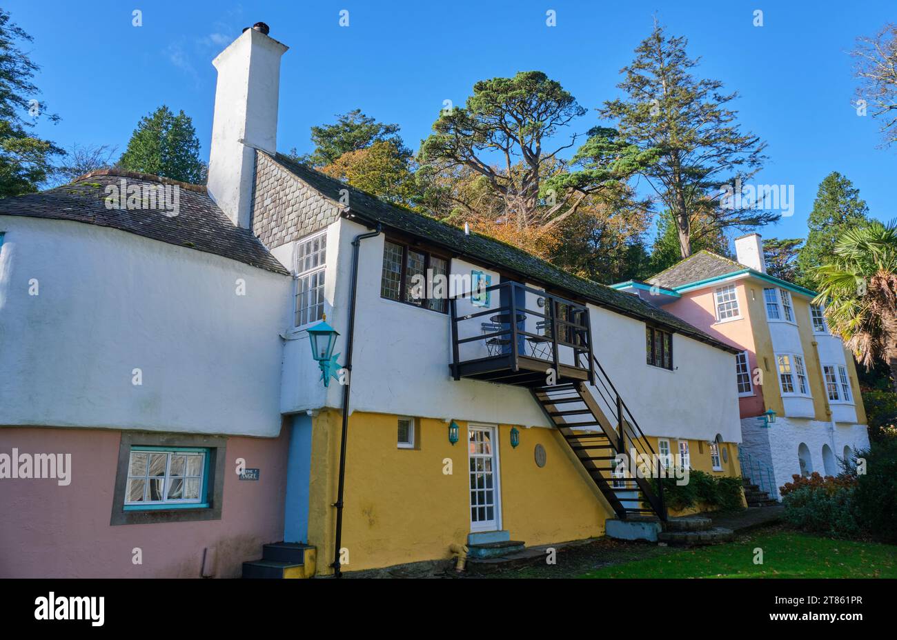 Das Angel Ferienhaus mit Selbstverpflegung in Portmeirion, Gwynedd, Wales Stockfoto