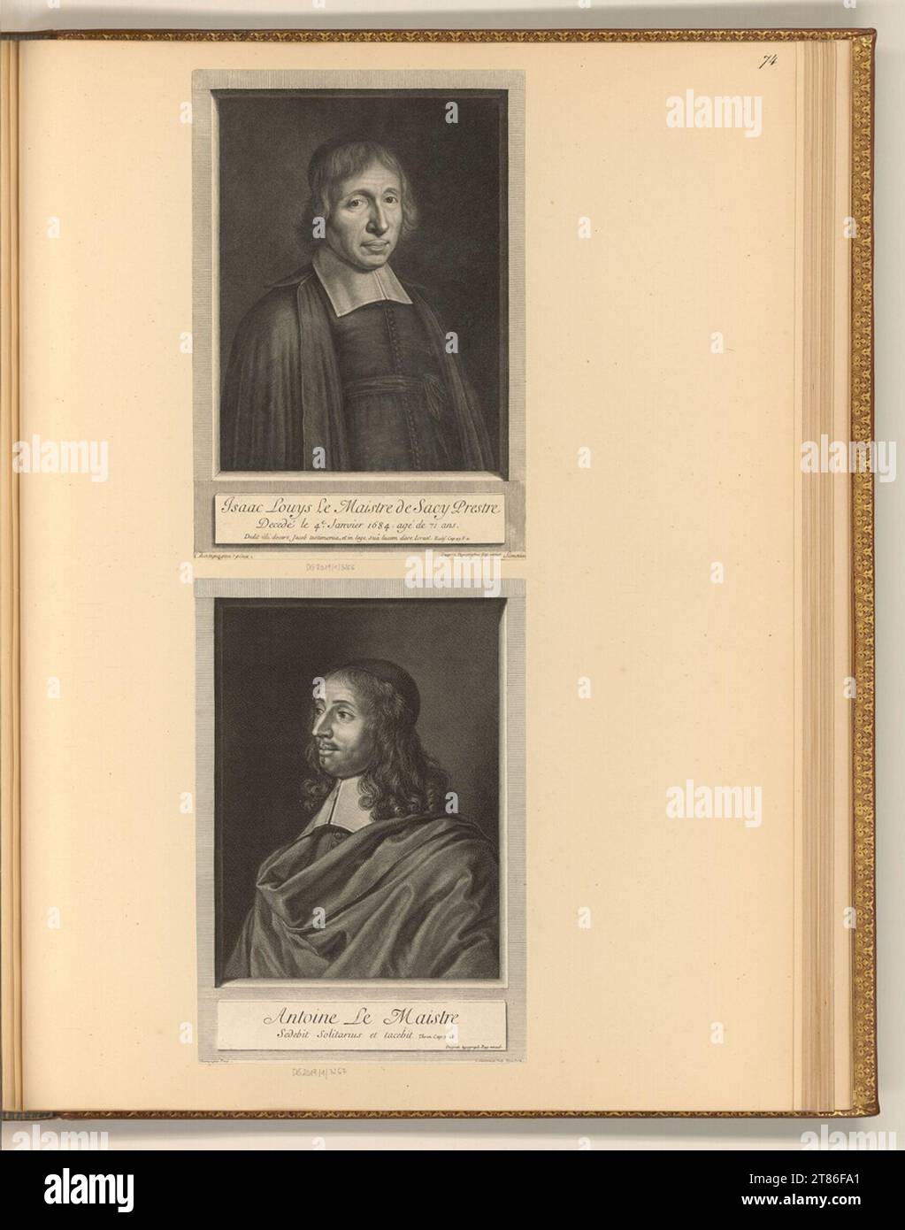 Charles Simonneau Porträts Isaac Louys Le Maistre de Sacy Prestre, Antoine Le Maistre. Kupferstich, Ätzung 1660-1728 , 1660/1728 Stockfoto