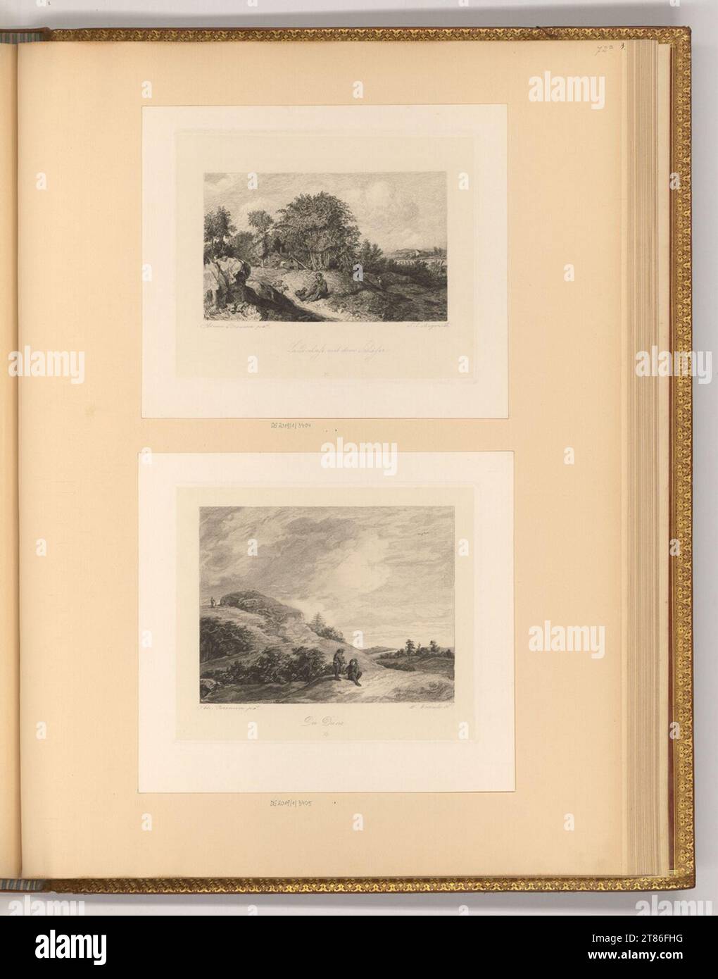 F. L. Meyer (Gravierer) Landschaft mit dem Hirten; die Düne. Ätzen Mitte 19.-frühes 20. Jahrhundert Stockfoto
