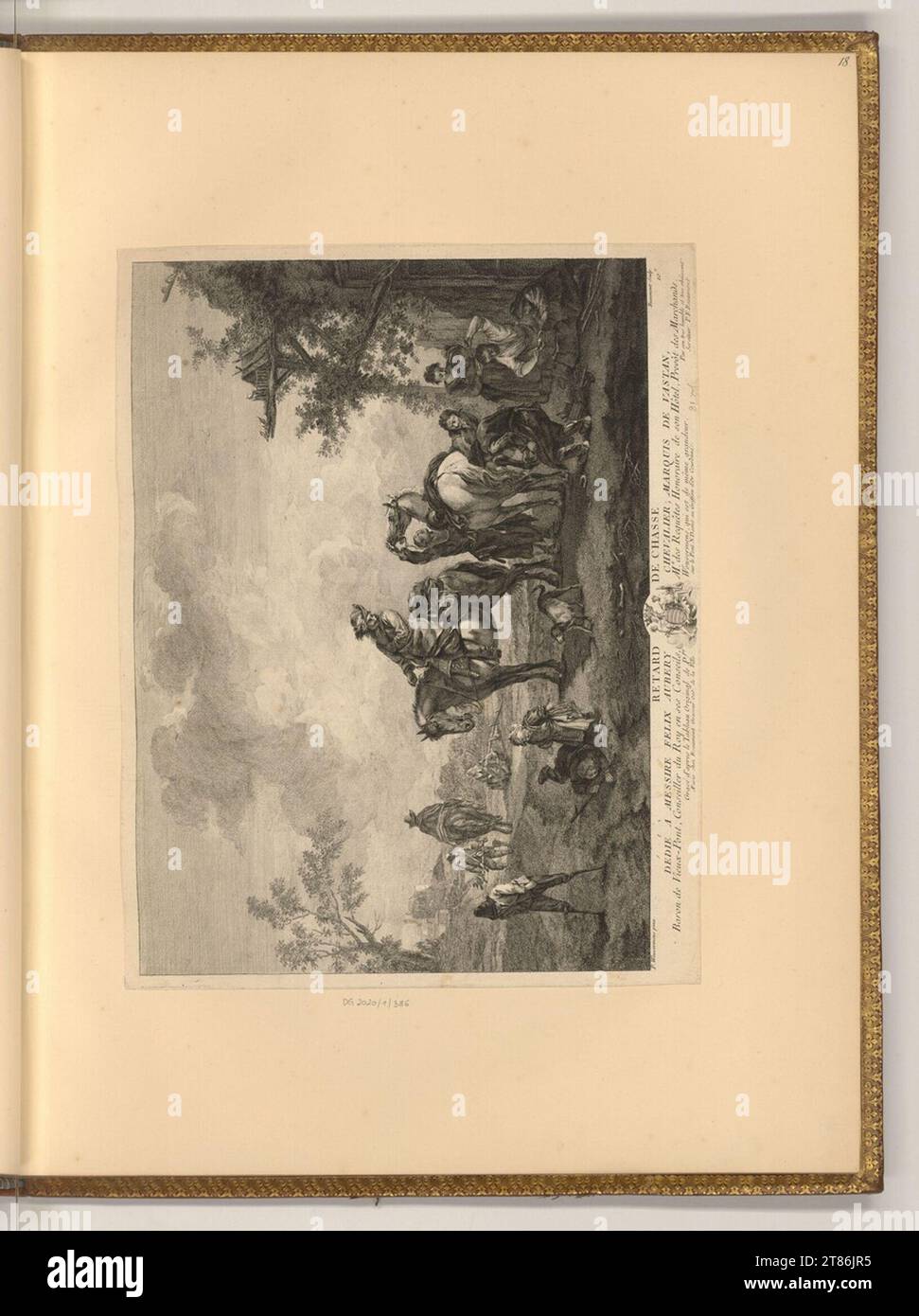 Pierre Francois Beaumont (Engraver) Heim von der Jagd. Ätzen 1735-1769 , 1735/1769 Stockfoto