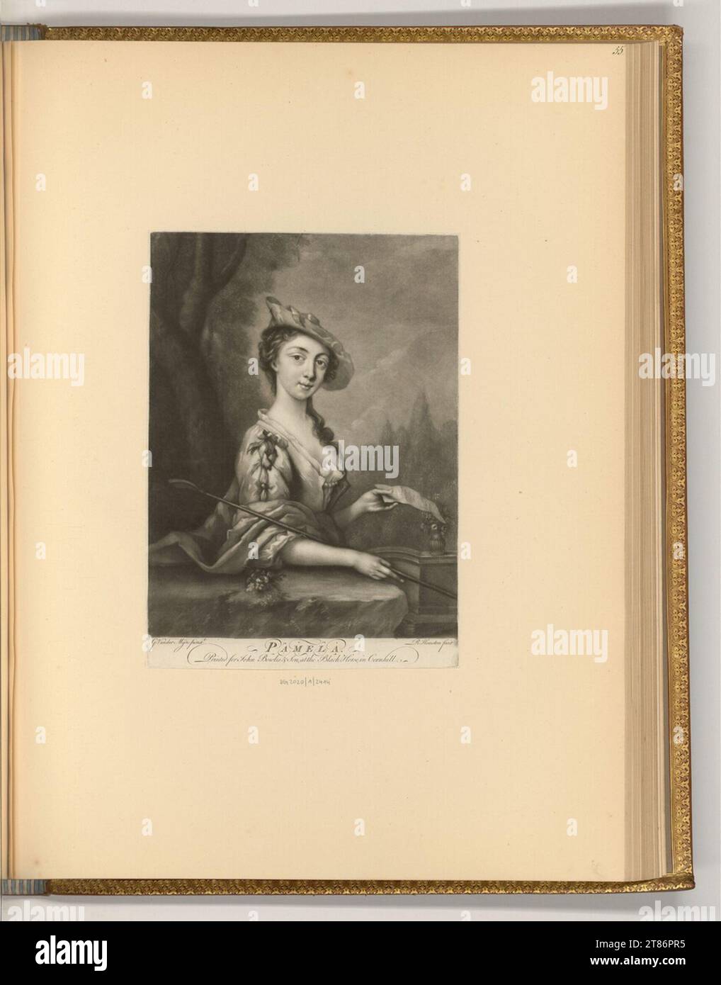 Richard Houston (Engraver) Pamela, ein junger Hirte mit Hut. Skifahren 1740-1775 , 1740/1775 Stockfoto