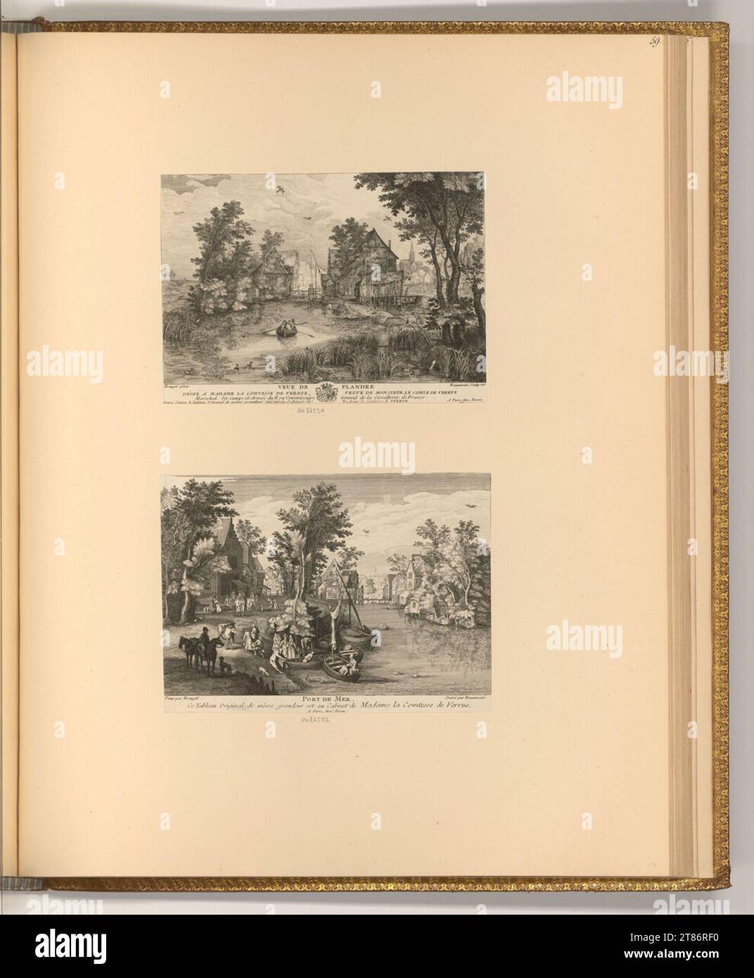 Pierre Francois Beaumont (Gravierer) Blick auf Flandern; Seehafen. Ätzen um 1734 Stockfoto