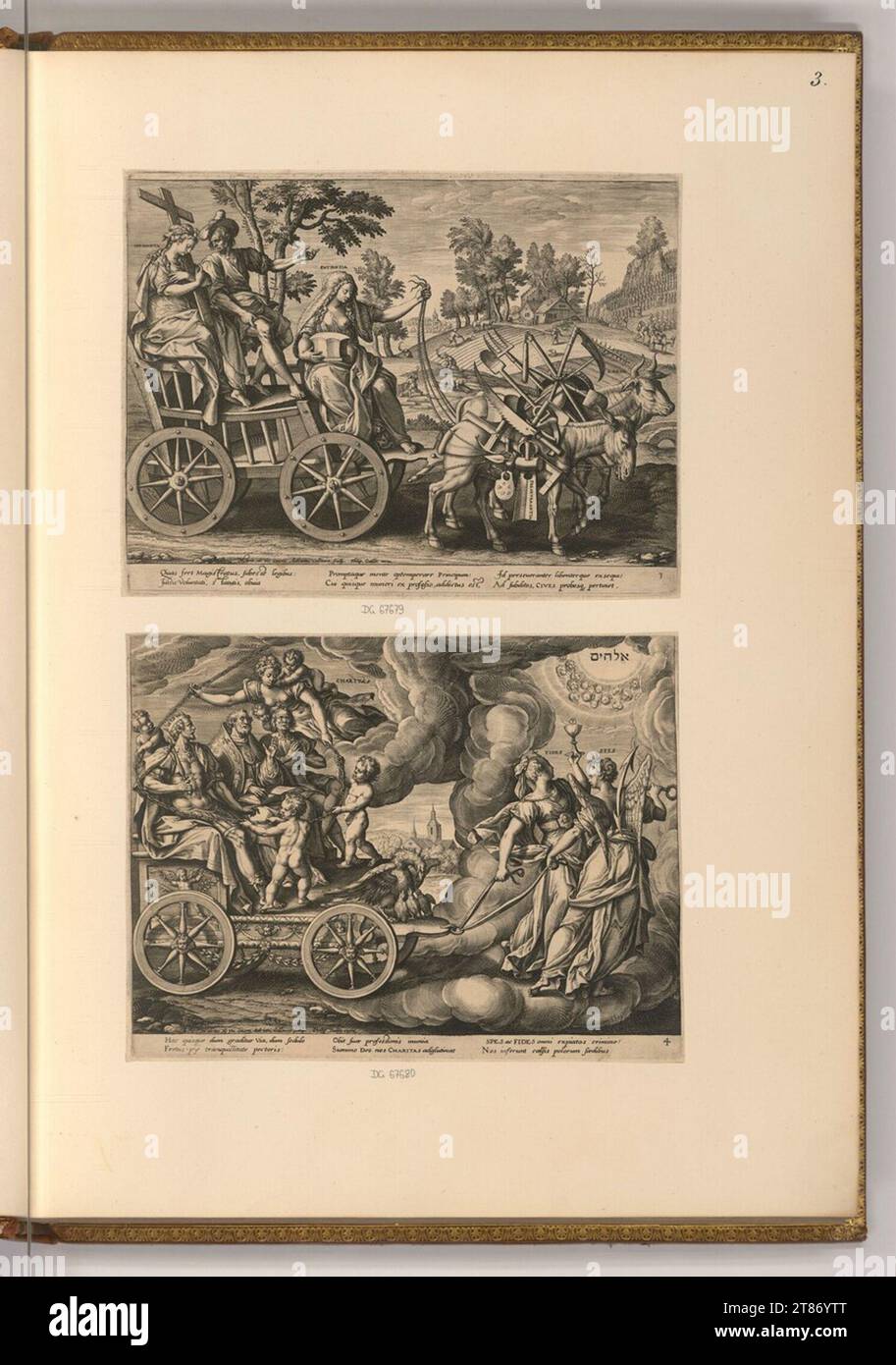 Adriaen Collaert (Gravierer) Triumphwagen mit allegorischen Figuren. Kupferstich 1585-1586 , 1585/1586 Stockfoto