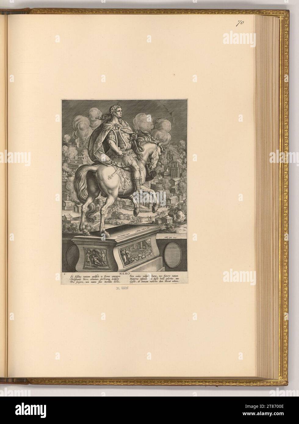 Adriaen Collaert (Gravierer) Reiterstatue Nero. Kupferstich 1587-1589 , 1587/1589 Stockfoto