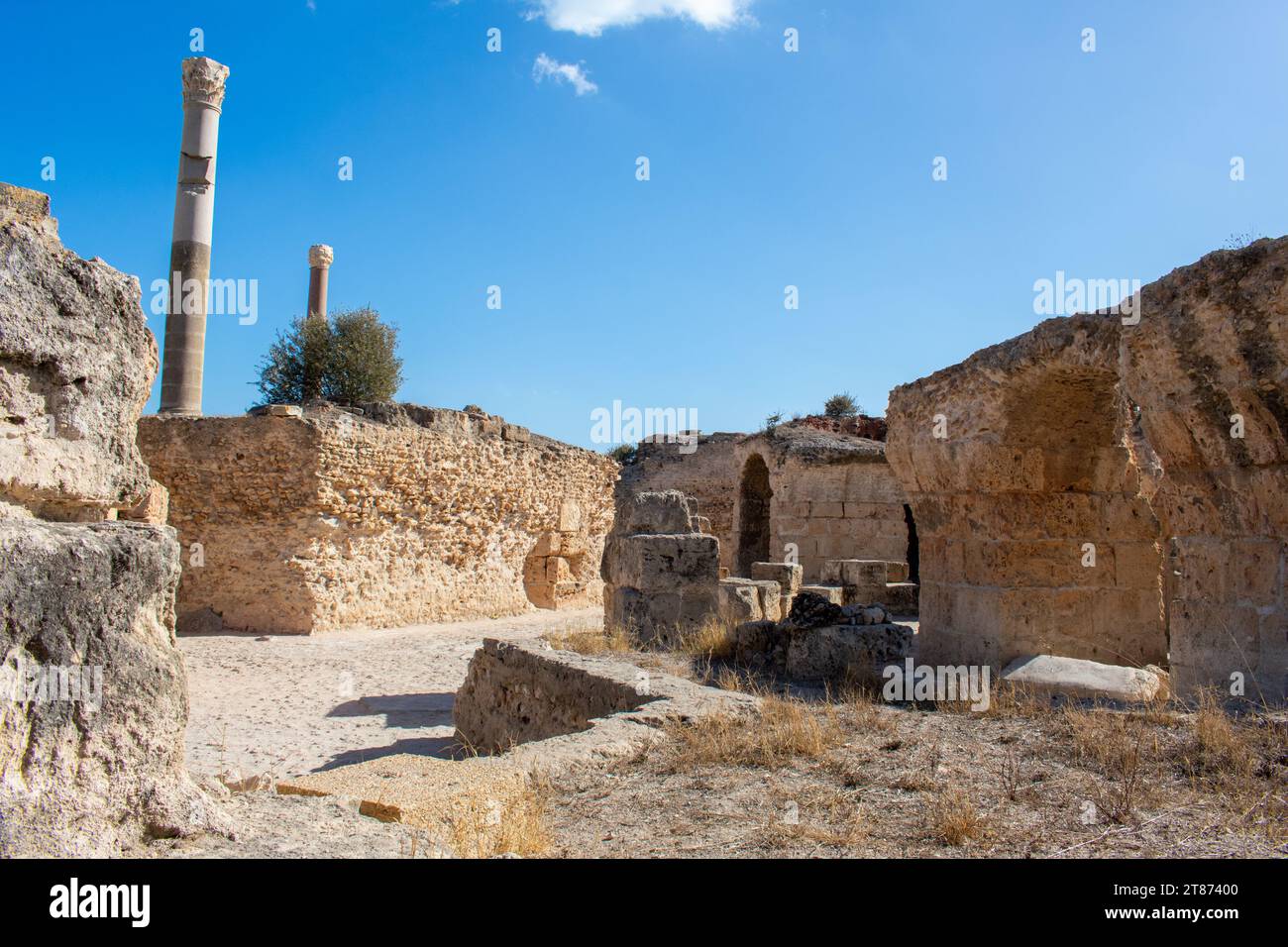 Ruinen der antiken Stadt Karthago in der Nähe von Tunis, Tunesien. Archäologische Stätte, Nordafrika Stockfoto