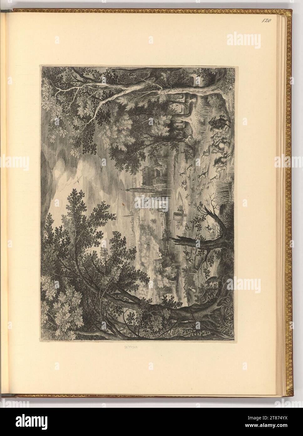 Jan van Londerseel (Gravierer) Landschaft mit Jagdszene. Kupferstich 1590-1624 , 1590/1624 Stockfoto