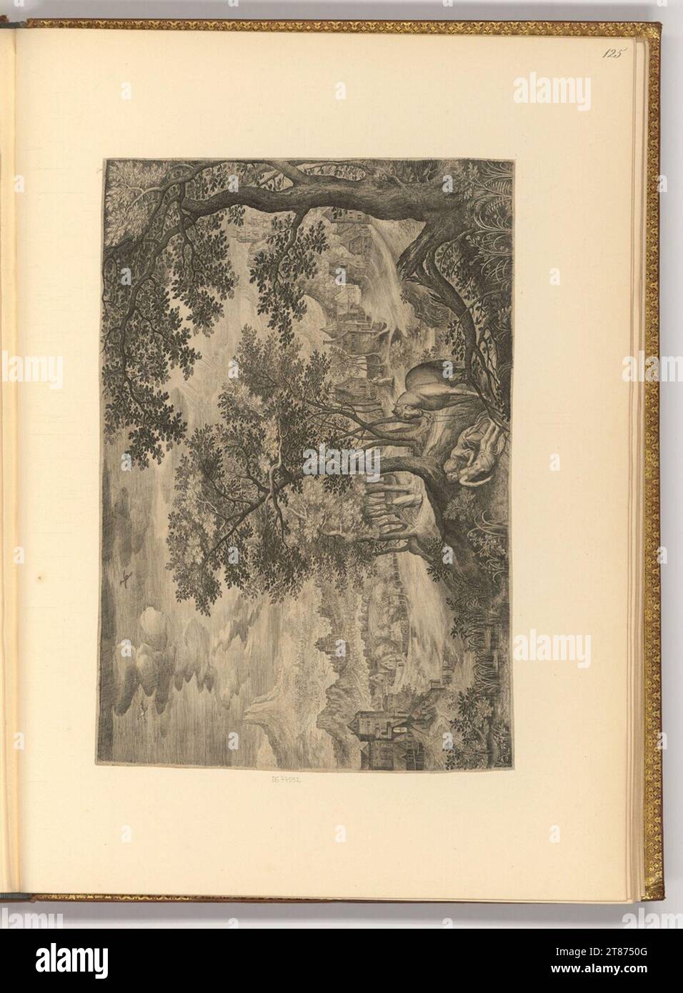 Jan van Londerseel (Gravierer) Landschaft mit dem barmherzigen Samariter. Kupferstich 1590-1624 , 1590/1624 Stockfoto