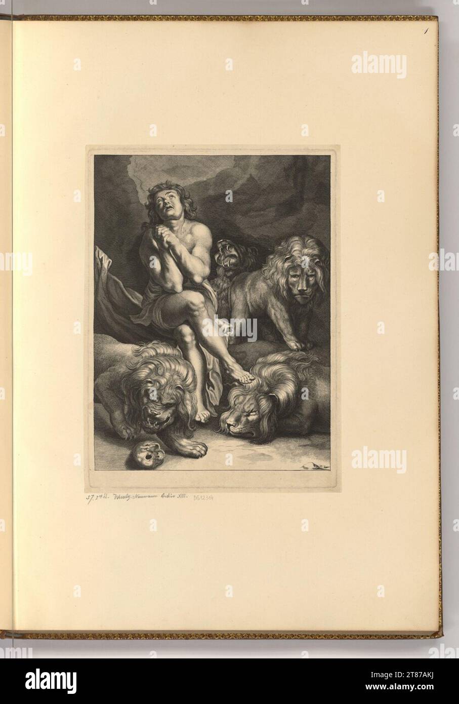 Abraham Blooteling Daniel in der Löwengrube. Ätzen 1656-1690 , 1656/1690 Stockfoto