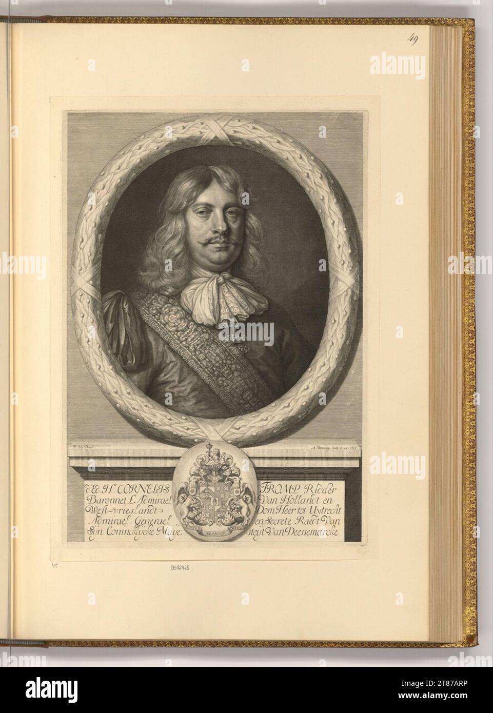 Abraham Blooteling Porträt Admiral Cornelis Tromp. Kupferstich, Ätzung 1656-1690 , 1656/1690 Stockfoto