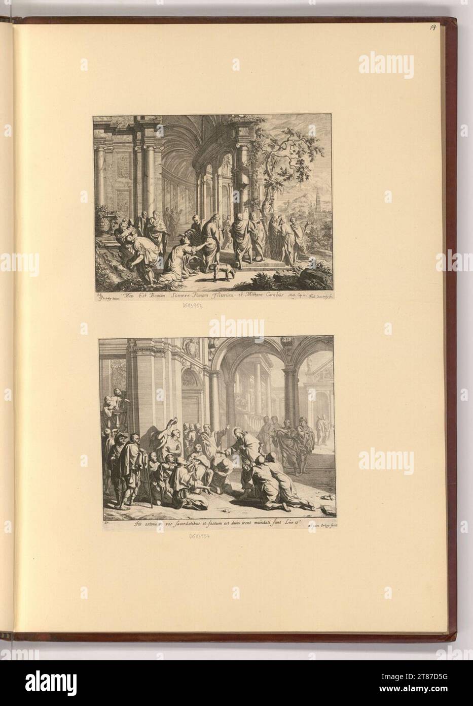 Richard van Orley (Gravierer) die Bitte um eine heidnische Frau; Szene aus dem Evangelium nach Lukas, Kapitel 17. Ätzen 1665-1735 , 1665/1735 Stockfoto