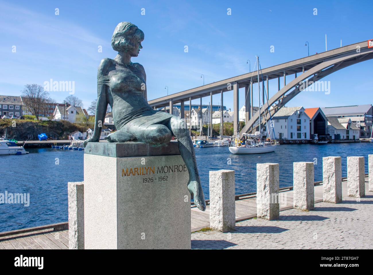 Marilyn Monroe Statue am Smedasundet Waterfront, Haugesund, Rogaland County, Norwegen Stockfoto