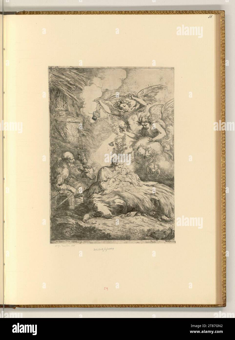 Bartolomeo Biscaino (Gravierer) die Geburt Christi. Ätzen 1650-1657 , 1650/1657 Stockfoto