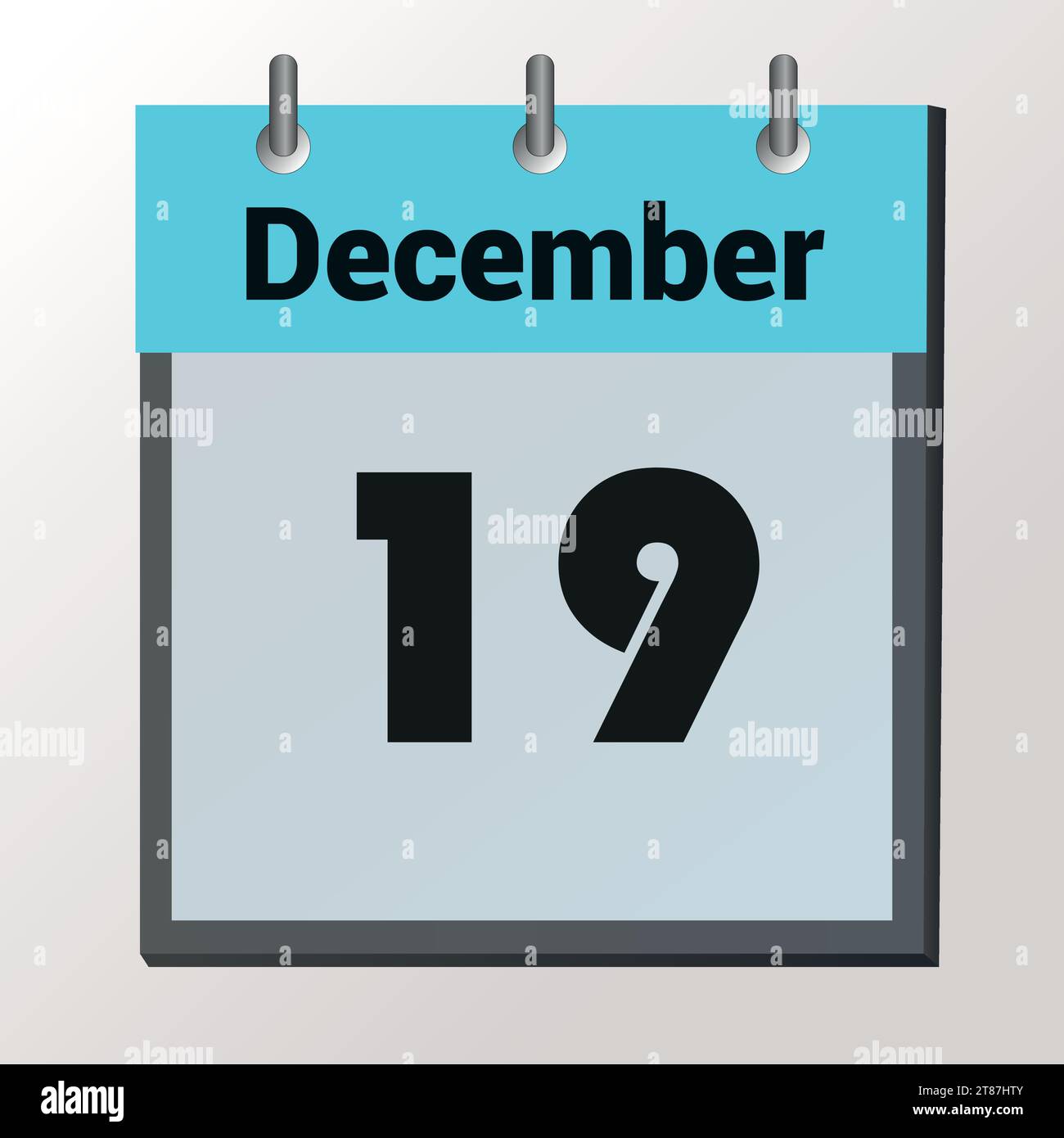Tag im Kalender, Vektorbildformat, 19. Dezember Stock Vektor