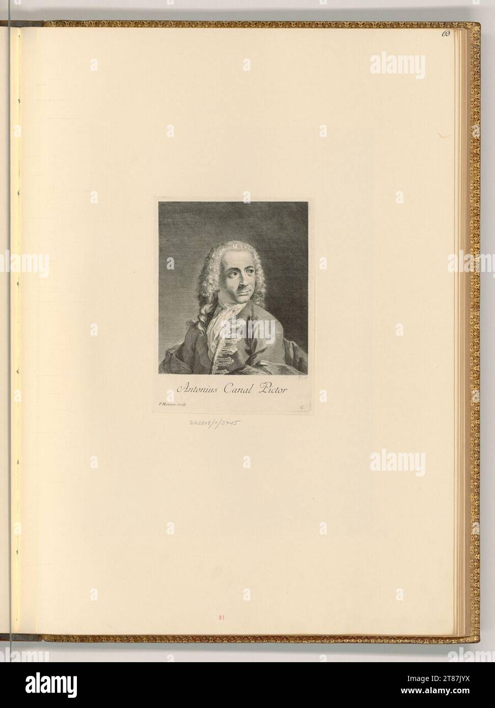 Pietro Monaco (Gravierer) Porträt Antonio Canal. Ätzen um 1755 Stockfoto