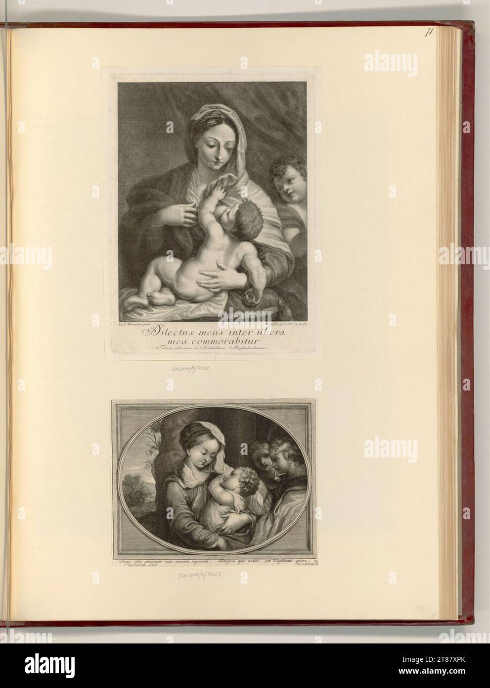 Ferdinandus Gregori Maria Lactans; Maria Mit Kind. Kupferstich, Ätzung 1650-1770 , 1650/1770 Stockfoto