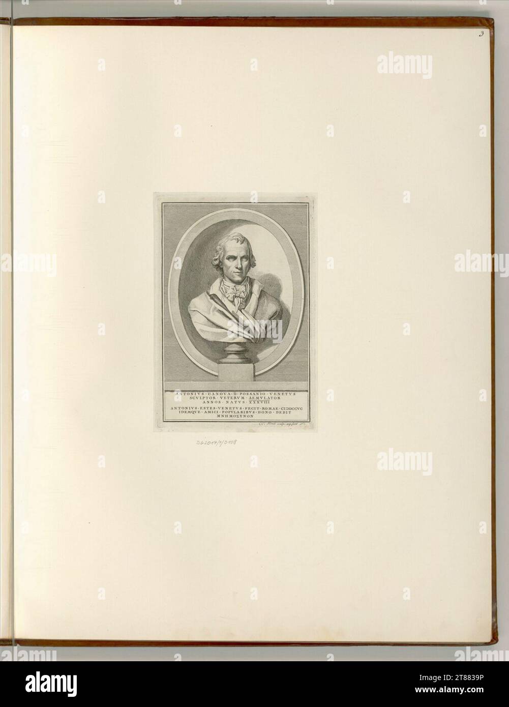 Tommaso Piroli (Graveur) Büste des Antonio Canova. Ätzen 1790 , 1790 Stockfoto
