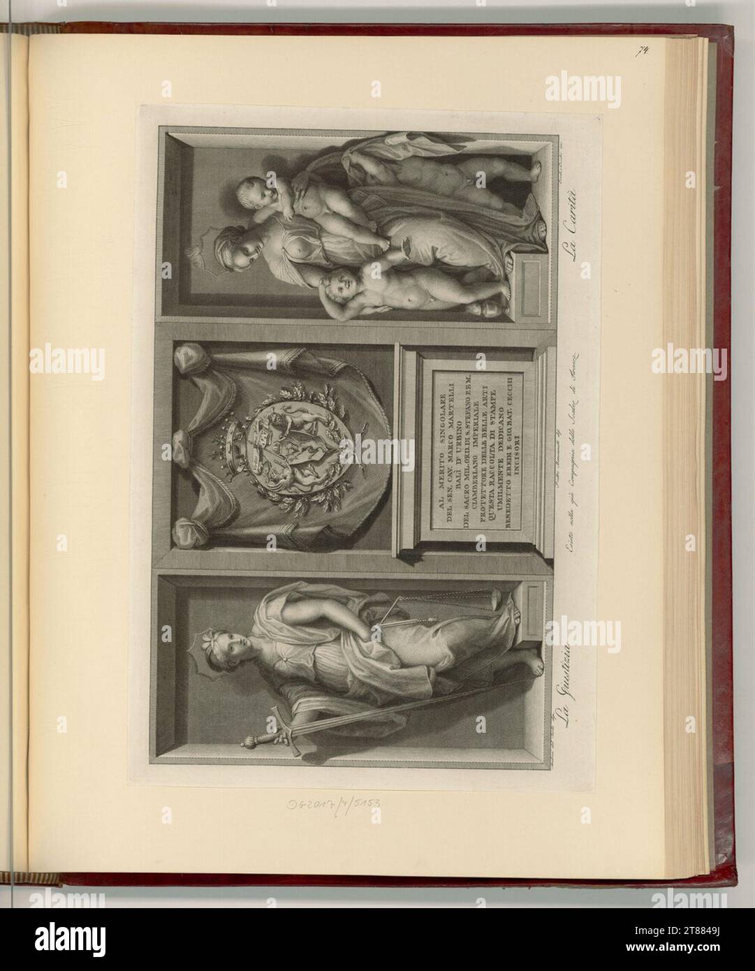 Benedetto Eredi (Gravierer) Widmungsblatt. Kupferstich, Ätzung 1794 , 1794 Stockfoto