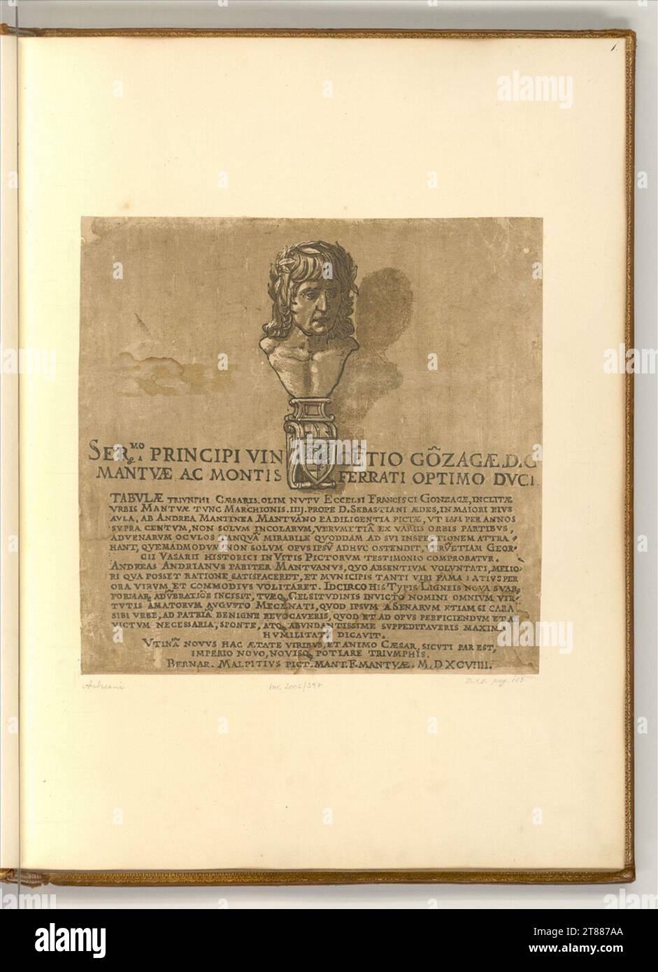 Andrea Andreani der Triumph von Julius Cäsar: Frontispiz. Clair OBSCUR Holzschnitt aus drei Platten 1599 , 1599 Stockfoto