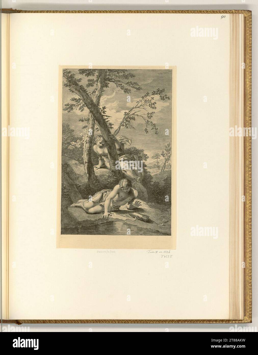 Francesco Bartolozzi (Gravierer) Narzisse und Echo. Ätzung, Kupferstich 1763 , 1763 Stockfoto