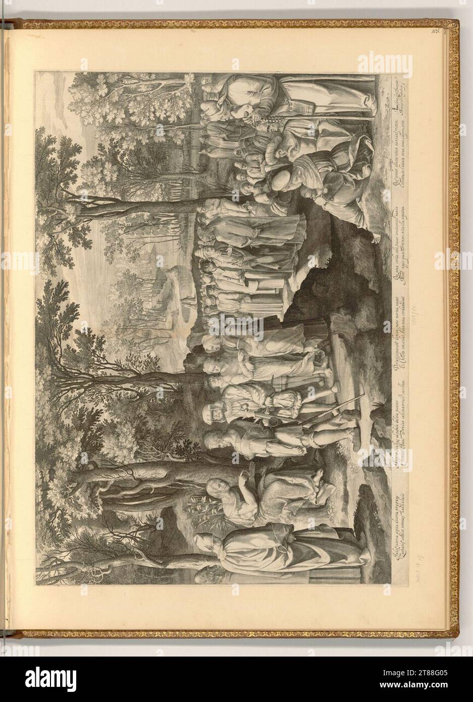 Lucas Hugensz. Van Leyden die Predigt des Johannes des Täufers. Kupferstich, Ätzung 1590-1656 , 1590/1656 Stockfoto