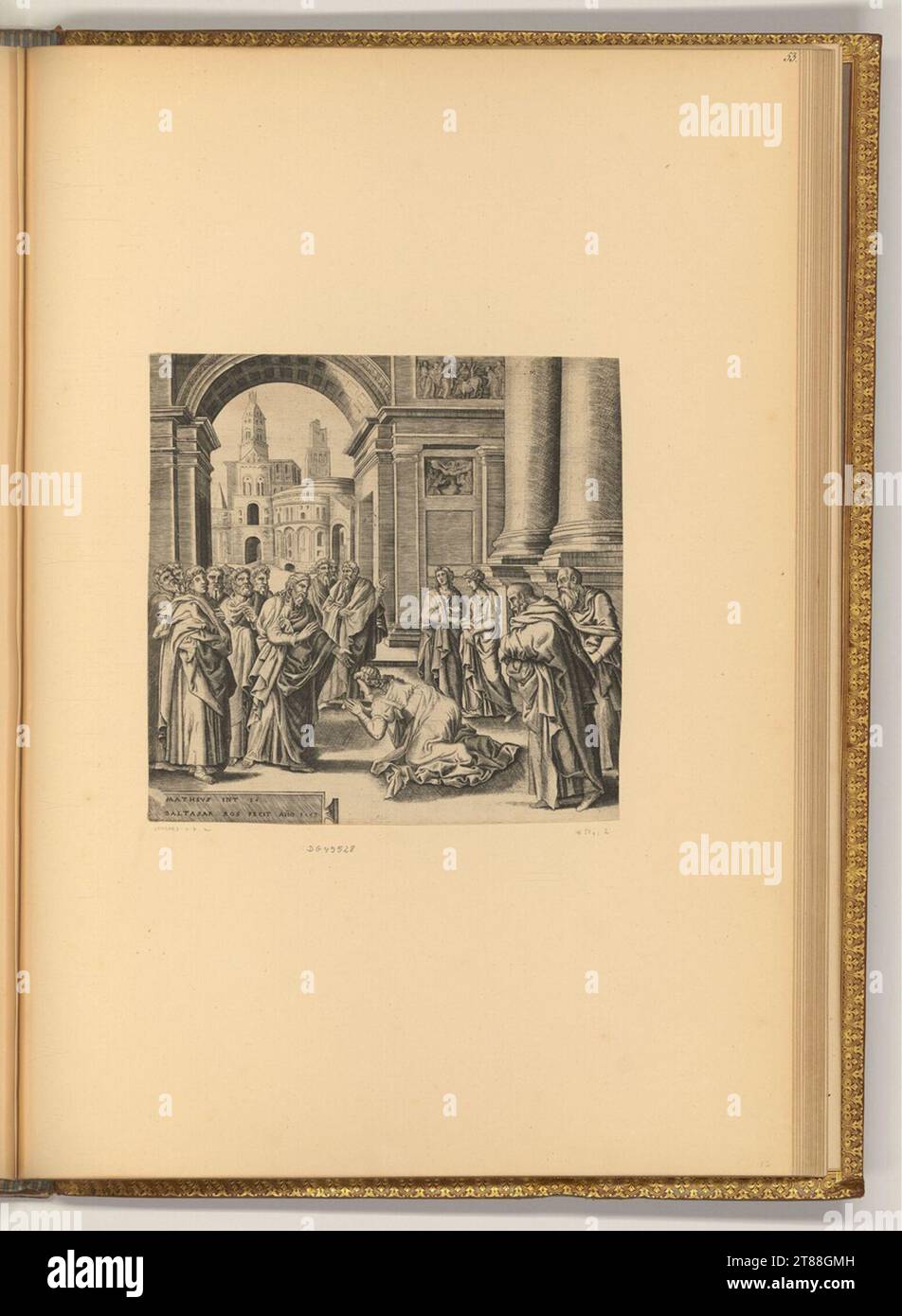 Balthasar van den Bos Christus und die Ehebrecherin. Kupferstich 1553 , 1553 Stockfoto