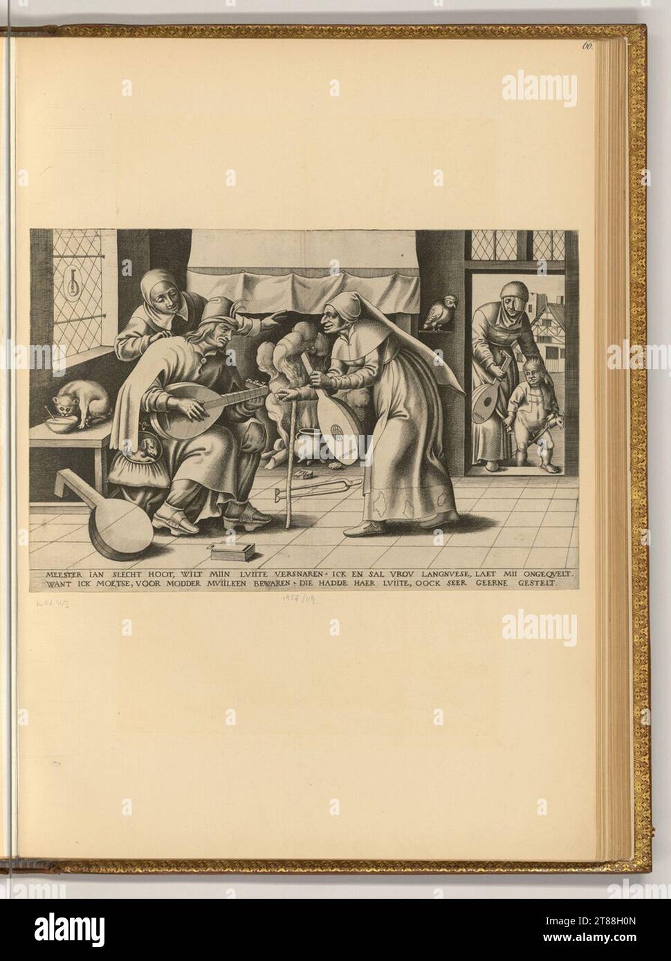 Frans Huys (Engraver) der Lautenbauer. Kupferstich um 1550 Stockfoto