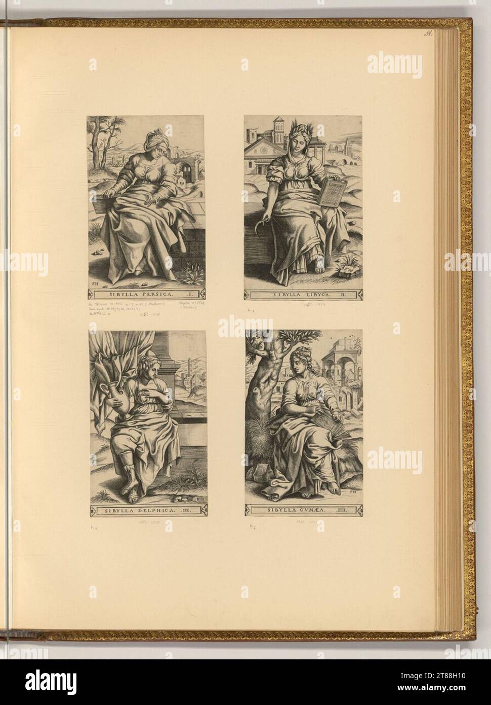 Frans Huys Four Sibyllen. Kupferstich 1522-1562 , 1522/1562 Stockfoto