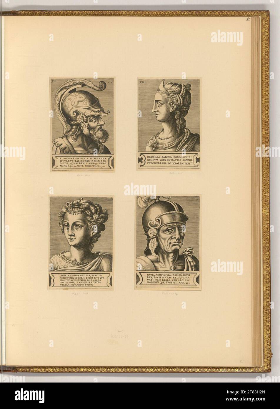 Frans Huys vier Porträts römischer Kaiser. Kupferstich 1522-1562 , 1522/1562 Stockfoto