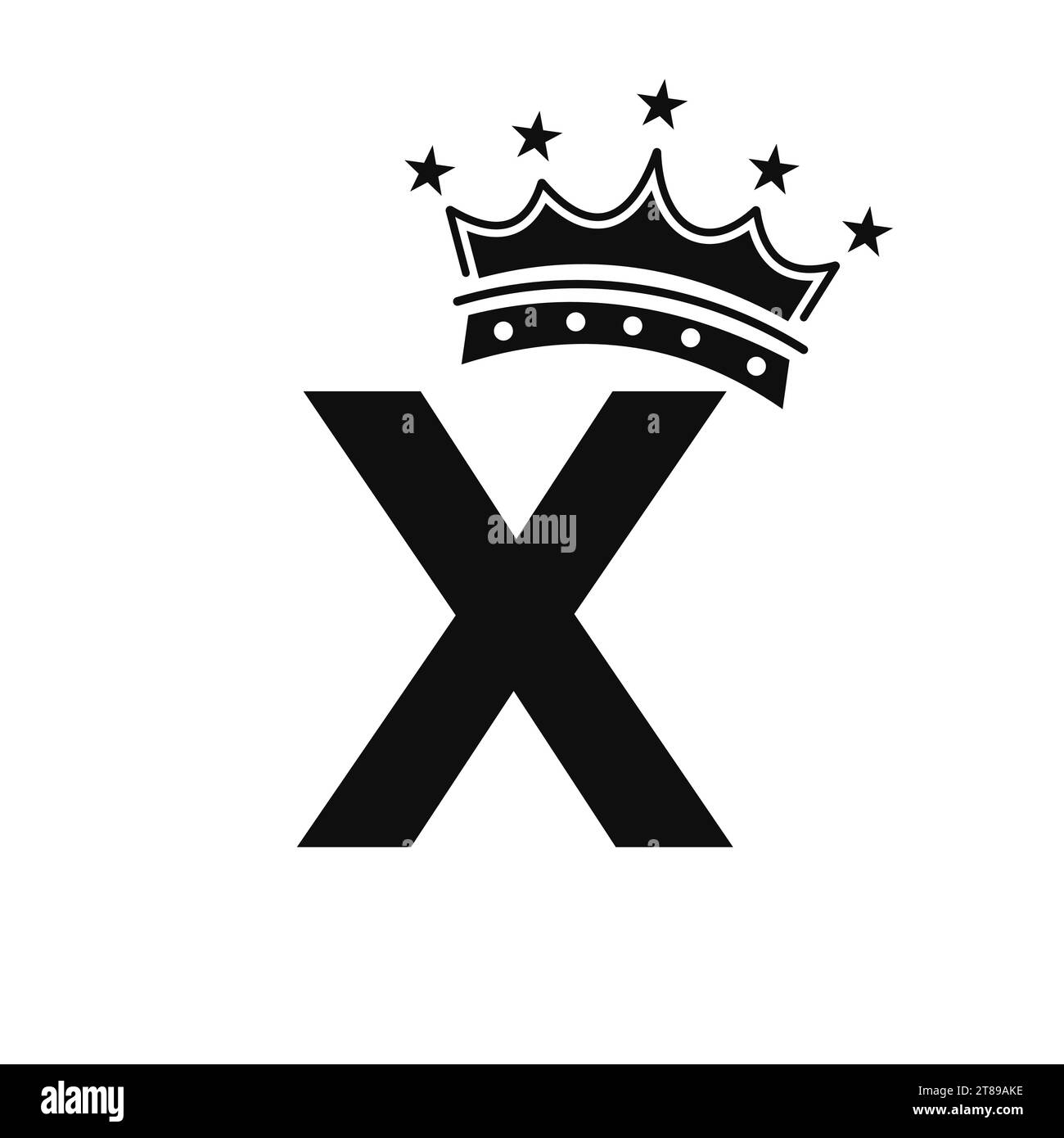 Kronenlogo auf Buchstabe X mit Sternsymbol. Vektorvorlage Für Luxussymbole Stock Vektor