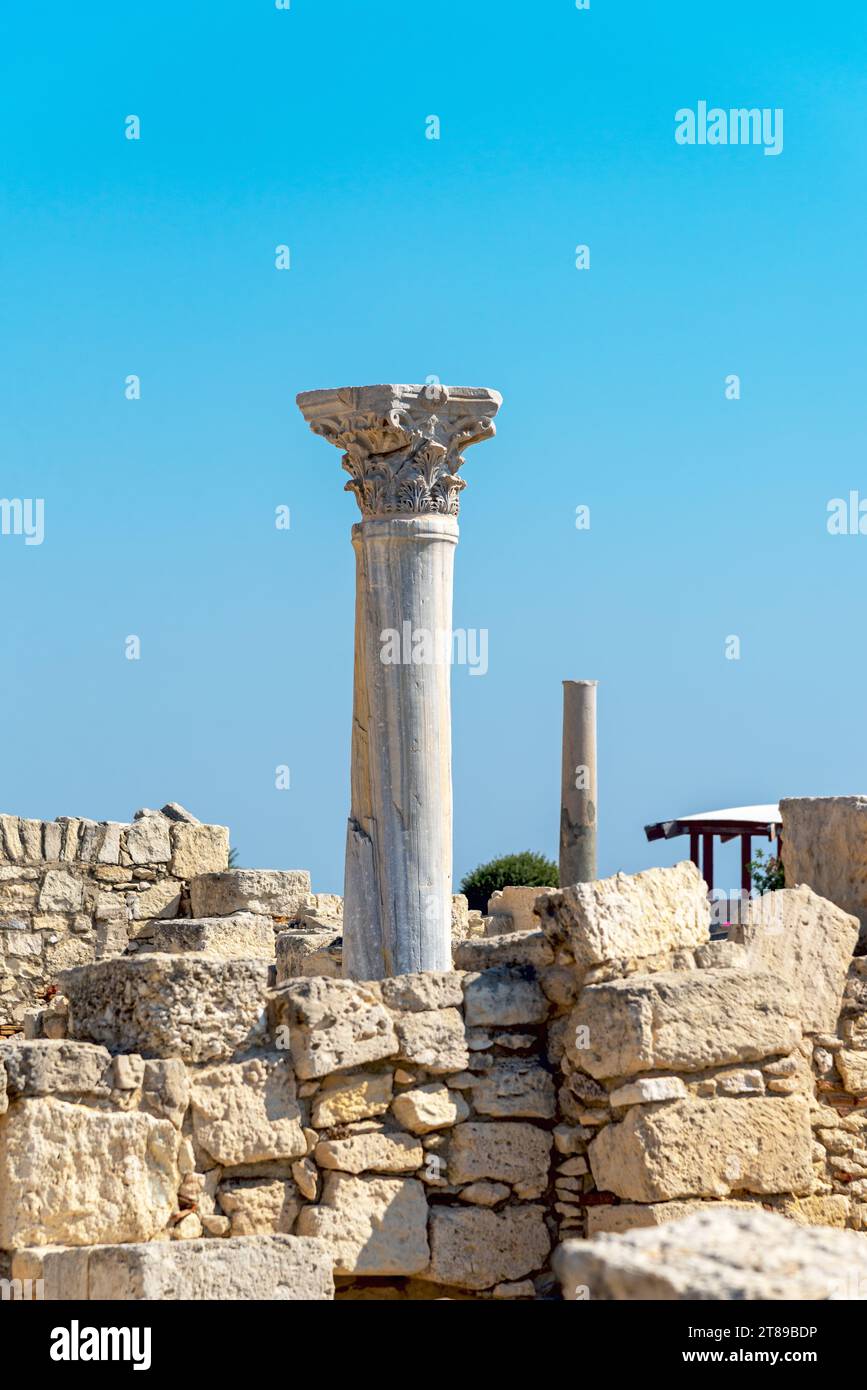 Antike Säule in der antiken Stadt Kourion (Zypern) Stockfoto