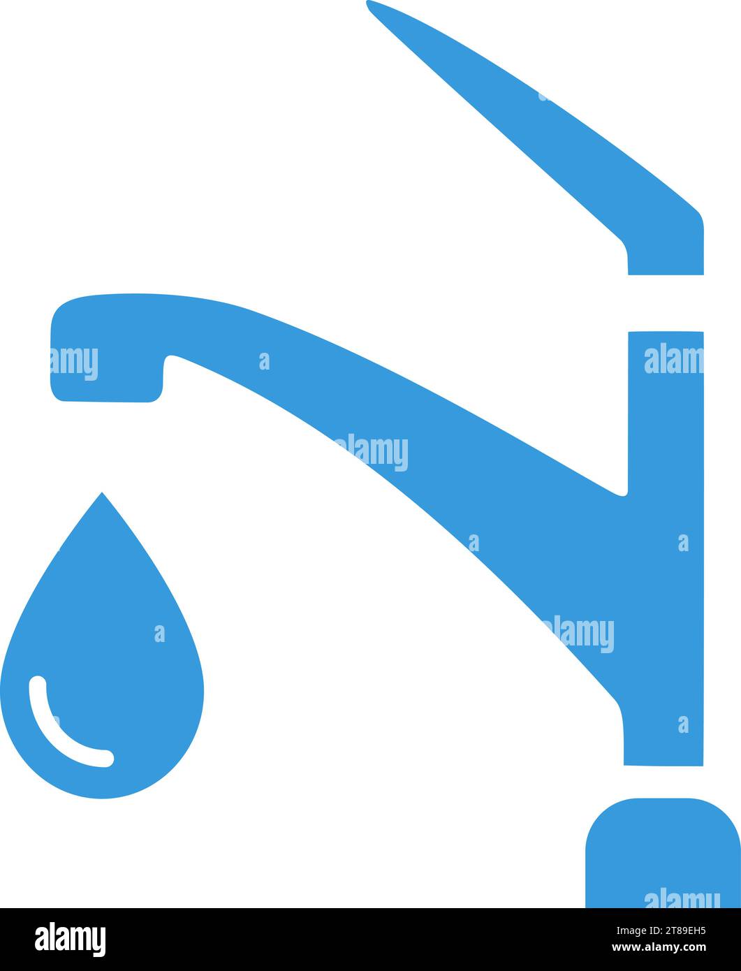 Flaches Symbol eines Wasserhahns mit einem Tropfen Wasser Stock Vektor