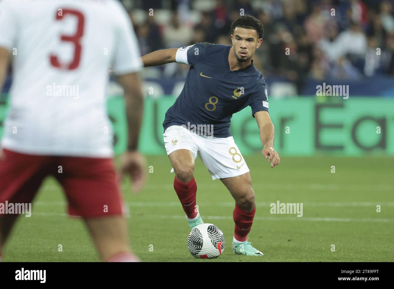 Warren Zaire-Emery aus Frankreich während der UEFA Euro 2024, Qualifikationsspiele, Gruppenspiel der Gruppe B zwischen Frankreich und Gibraltar am 18. November 2023 im Allianz Riviera Stadion in Nizza, Frankreich Stockfoto