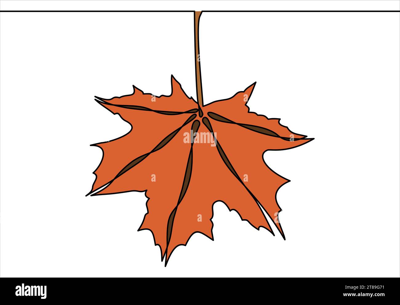 Herbstblätter Illustration - durchgehende Linienzeichnung Stock Vektor
